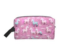 HJLUUFT many Unicorns Pink print Toiletry Bag for Men Women Traveling Toiletry Organizer Bag for Adult Door Room Essentials, White, One Size