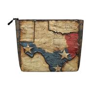 HJLUUFT Map of Texas print Travel Makeup Bags Cosmetic Organizer Bag Large Capacity Make up Bag Toiletry Bag for Women, Black, One Size