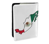 HJLUUFT Mexico Flag Map Print Leather Passport Cover for Men Women, Travel Wallet Passport Holder Case for Family