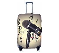 HJLUUFT Microphone with Music Note Print Suitcase Cover Travel Luggage Cover Protector Suitcase Washable Baggage Covers Anti-Scratch