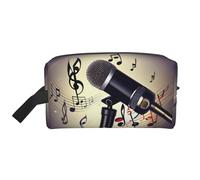 HJLUUFT Microphone with Music Note print Toiletry Bag for Men Women Traveling Toiletry Organizer Bag for Adult Door Room Essentials, White, One Size