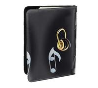 HJLUUFT Microphone with Music Notes Print Leather Passport Cover for Men Women, Travel Wallet Passport Holder Case for Family
