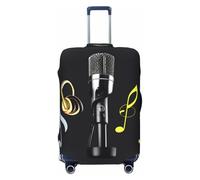 HJLUUFT Microphone with Music Notes Print Suitcase Cover Travel Luggage Cover Protector Suitcase Washable Baggage Covers Anti-Scratch