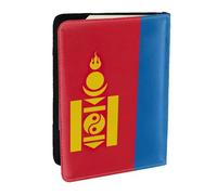 HJLUUFT Mongolian Flag Print Leather Passport Case, Passport Cover with Credit Card Holder for Women Men Family ID Travel