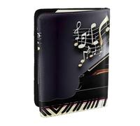 HJLUUFT Music Note Pianos Print Leather Passport Cover for Men Women, Travel Wallet Passport Holder Case for Family