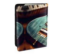 HJLUUFT Musical Guitar Patterns Print Leather Passport Wallet for Men Women, Passport Holder Case Travel Passport Cover for Family