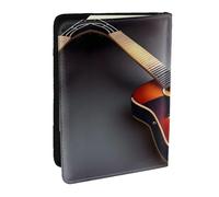 HJLUUFT Musical Guitar Print Print Leather Passport Wallet for Men Women, Passport Holder Case Travel Passport Cover for Family