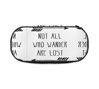 HJLUUFT Not All Who Wander Are Lost print Pencil Bag Pouch Case,Pen Bags Pencil Pouch Organizer for Office College School Daily Use