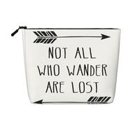 HJLUUFT Not All Who Wander Are Lost print Travel Makeup Bags Cosmetic Organizer Bag Large Capacity Make up Bag Toiletry Bag for Women, Black, One Size