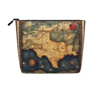 HJLUUFT Old Texas map print Travel Makeup Bags Cosmetic Organizer Bag Large Capacity Make up Bag Toiletry Bag for Women, Black, One Size