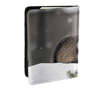 HJLUUFT Opossum in Snow Print Leather Passport Wallet for Men Women, Passport Holder Case Travel Passport Cover for Family