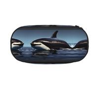 HJLUUFT Orca Killer Whale print print Pencil Bag Pouch Case,Pen Bags Pencil Pouch Organizer for Office College School Daily Use, Black, One Size, Cute