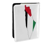 HJLUUFT Palestine Flag Map Print Leather Passport Cover for Men Women, Travel Wallet Passport Holder Case for Family