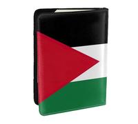 HJLUUFT Palestinian Flag Print Leather Passport Cover for Men Women, Travel Wallet Passport Holder Case for Family