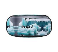 HJLUUFT Penguins On The Iceberg print Makeup Cosmetic Bag Stationary Kawaii Pencil Box Pouch Gadget Organizer Bag with Zipper