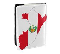HJLUUFT Peru Flag Map Print Leather Passport Cover for Men Women, Travel Wallet Passport Holder Case for Family