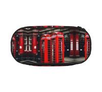 HJLUUFT Phone Booth London Street print Makeup Cosmetic Bag Stationary Kawaii Pencil Box Pouch Gadget Organizer Bag with Zipper