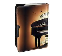 HJLUUFT Piano Violin and Music Notes Print Leather Passport Wallet for Men Women, Passport Holder Case Travel Passport Cover for Family