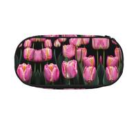 HJLUUFT pink and tulips print print Pencil Bag Pouch Case,Pen Bags Pencil Pouch Organizer for Office College School Daily Use