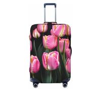HJLUUFT Pink and Tulips Print Print Travel Luggage Cover Suitcase Cover Protector Suitcase Washable Baggage Covers Anti-Scratch
