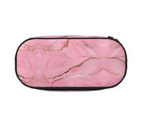 HJLUUFT Pink Marble Texture print Pencil Case Simple Sturdy Multifunctional Pencil Bag Office Stationery Organizer