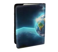 HJLUUFT Planet Print Leather Passport Wallet for Men Women, Passport Holder Case Travel Passport Cover for Family