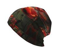HJLUUFT Poppy Flowers Print Beanie Cap Winter Warm Hats Knit Slouchy Skull Cap Soft and Skin Friendly for Men Women Black