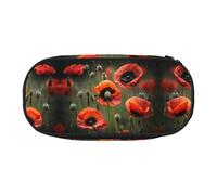 HJLUUFT poppy flowers print Makeup Cosmetic Bag Stationary Kawaii Pencil Box Pouch Gadget Organizer Bag with Zipper