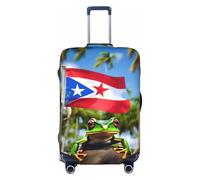 HJLUUFT Puerto Rico Flags Frog Palm Trees Print Travel Luggage Cover Suitcase Cover Protector Suitcase Washable Baggage Covers Anti-Scratch
