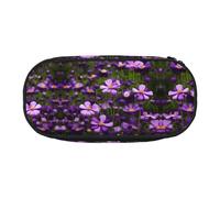 HJLUUFT Purple Flowers print Makeup Cosmetic Bag Stationary Kawaii Pencil Box Pouch Gadget Organizer Bag with Zipper