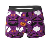 HJLUUFT Purple Halloween Horror Breathable Men's Boxer Briefs - Print Men's Trunks Underwear - Cotton Stretch Moisture-Wicking Underwear for Men, Black, XXL