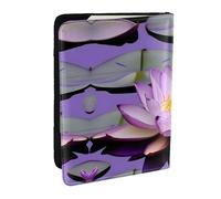 HJLUUFT Purple Lotuses Flower Print Leather Passport Wallet for Men Women, Passport Holder Case Travel Passport Cover for Family