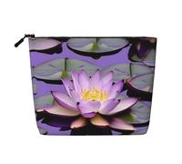 HJLUUFT Purple lotuses flower print Travel Makeup Bags Cosmetic Organizer Bag Large Capacity Make up Bag Toiletry Bag for Women, Black, One Size