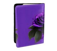 HJLUUFT Purple Rose Print Print Leather Passport Cover for Men Women, Travel Wallet Passport Holder Case for Family