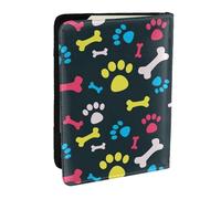 HJLUUFT Rainbow Dog Cat Paw Print Leather Passport Cover for Men Women, Travel Wallet Passport Holder Case for Family
