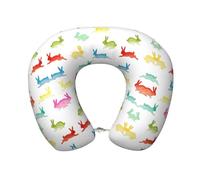 HJLUUFT Rainbow Rabbit Print Piercing Neck Pillow,Travel Neck Pillow,Lightweight for Convenient Home and Travel Use