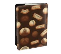 HJLUUFT Retro Baseball Brown Print Leather Passport Wallet for Men Women, Passport Holder Case Travel Passport Cover for Family
