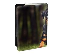 HJLUUFT Rottweiler Wallpaper Print Leather Passport Case, Passport Cover with Credit Card Holder for Women Men Family ID Travel