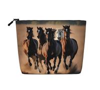 HJLUUFT running horses print Makeup Bag Travel Toiletry Bag,Make Up Bags for Women Makeup Organizer Toiletries Accessories, Black, One Size