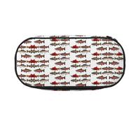 HJLUUFT Salmon print Pencil Bag Pouch Case,Pen Bags Pencil Pouch Organizer for Office College School Daily Use, Black, One Size, Cute