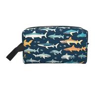 HJLUUFT sharks nautical print Toiletry Bag for Men Women Traveling Toiletry Organizer Bag for Adult Door Room Essentials, White, One Size