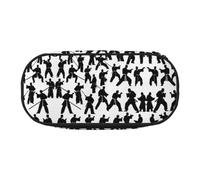 HJLUUFT Silhouettes of Martial Arts print Pencil Case Simple Sturdy Multifunctional Pencil Bag Office Stationery Organizer