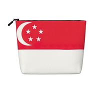 HJLUUFT Singapore Flag print Travel Makeup Bags Cosmetic Organizer Bag Large Capacity Make up Bag Toiletry Bag for Women, Black, One Size