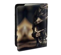 HJLUUFT Skull Rock Roll Skeleton Bone Print Leather Passport Wallet for Men Women, Passport Holder Case Travel Passport Cover for Family