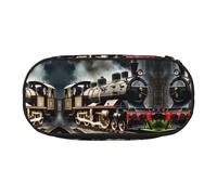 HJLUUFT Steam Locomotive Train print Pencil Case Simple Sturdy Multifunctional Pencil Bag Office Stationery Organizer