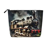 HJLUUFT Steam Locomotive Train print Travel Makeup Bags Cosmetic Organizer Bag Large Capacity Make up Bag Toiletry Bag for Women, Black, One Size
