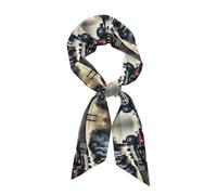 HJLUUFT Steam Train Clouds print Fashion Silk Like Scarves Scarf Silk Feeling Long Lightweight Scarf for Women, Black, One Size