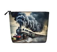 HJLUUFT Steam Train Clouds print Travel Makeup Bags Cosmetic Organizer Bag Large Capacity Make up Bag Toiletry Bag for Women, Black, One Size