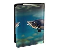 HJLUUFT Subaquatic Catfish Print Leather Passport Cover for Men Women, Travel Wallet Passport Holder Case for Family