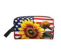 HJLUUFT Sunflower And American Flag print Toiletry Bag for Men Women Traveling Toiletry Organizer Bag for Adult Door Room Essentials, White, One Size
